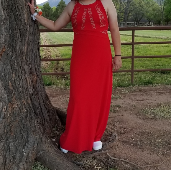 Candalite Dresses & Skirts - SALE! Candalite Red and Nude Lace Prom Dress